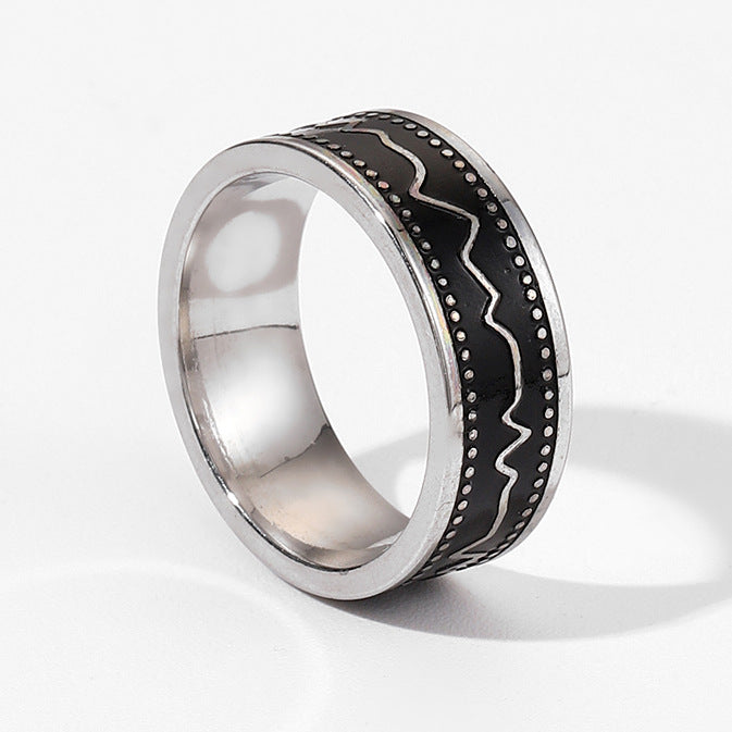Geometric Titanium Ring Unisex Electroplated Band Jewelry