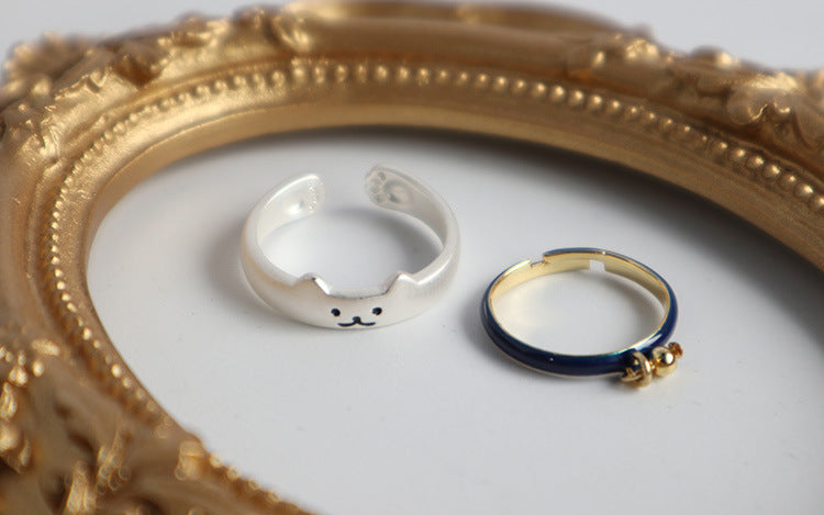 Womens Adjustable Cat Bell Rings Copper Electroplated Animal Jewellery Claw Print Gifts Cute Fashion Accessory