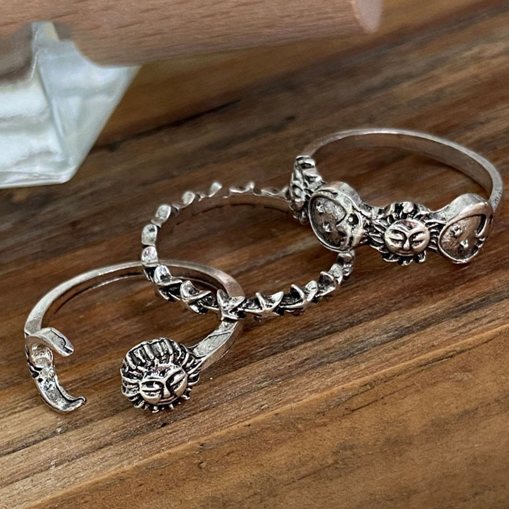 Geometric Joint Ring Set 3 Piece Alloy Electroplated Rings European Style Fashion Jewelry For Women Collection