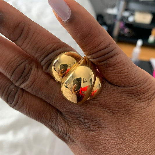 Ladies Ring Stainless Steel Fashion OL Flower Carved Golden Ring for Women Girls Size 6 7 8 9