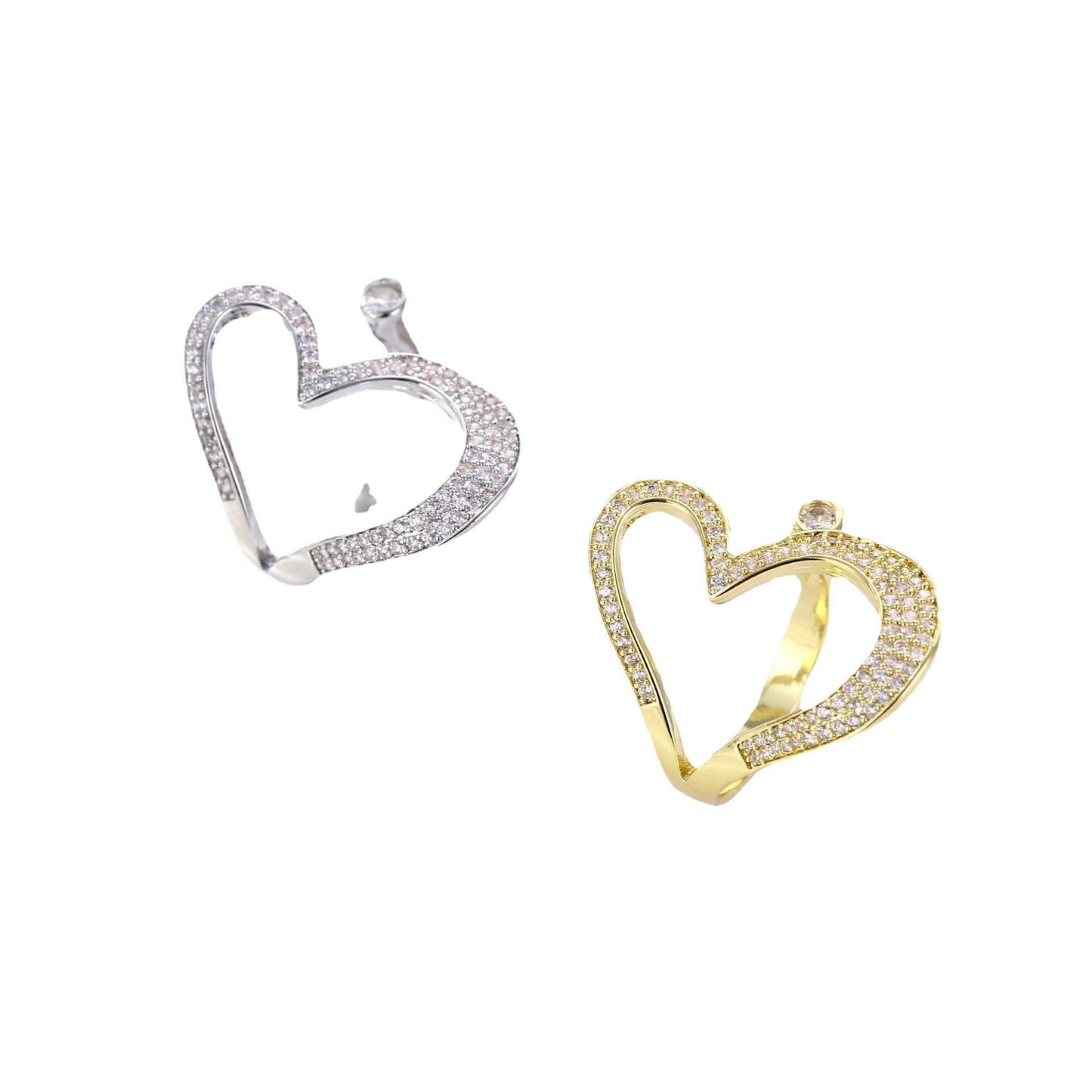 Hollowed Heart Shape Opening Ring For Women Adjustable Fit Elegant Jewelry Gift For Her Everyday Wear Fashion Gift