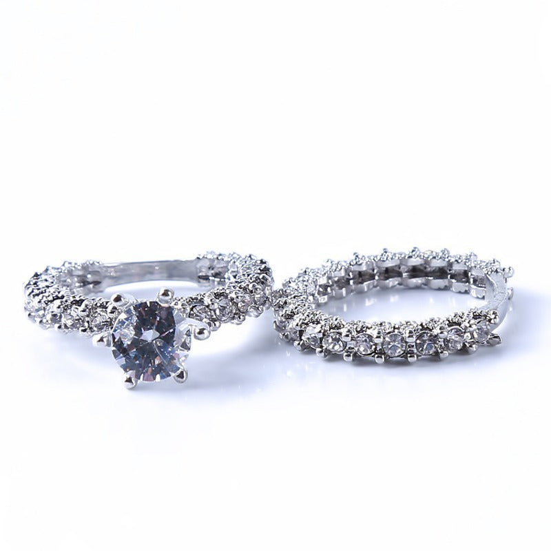 Womens Ring Platinum Plated Copper Ring With Zircon Stone Geometric Ring Design Wedding Or Engagement European