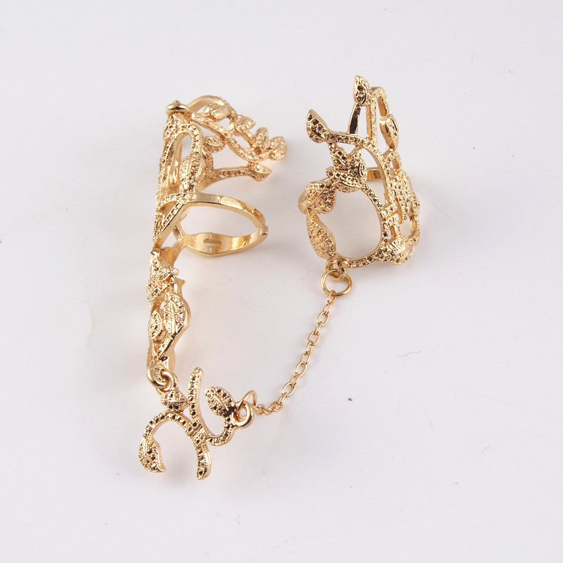 Leaf Ring Adjustable Alloy Thumb Ring Geometric Design European American Style Gold Silver Finish Electroplated Size 8