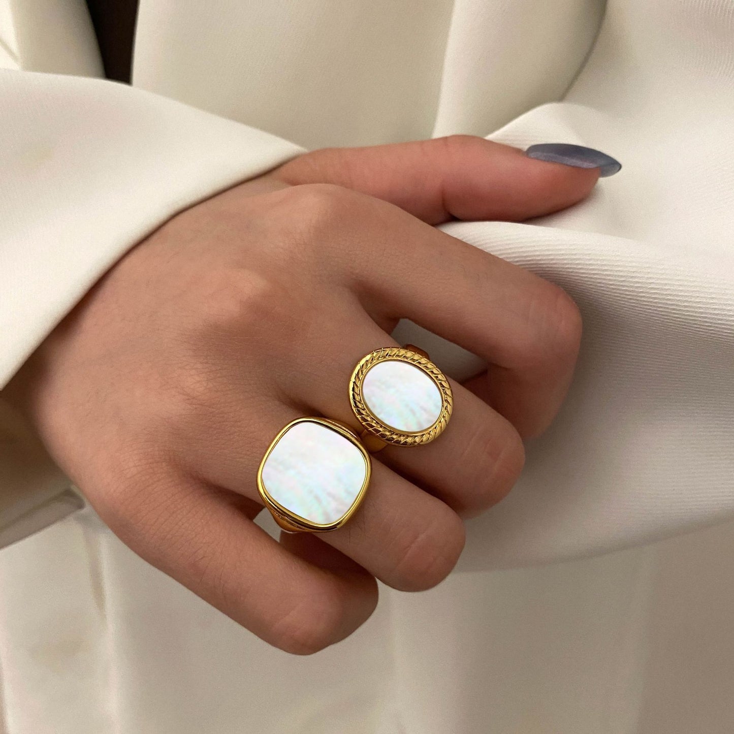 Retro European American Style Metal Texture Ring Gold Or Silver Women Adjustable Geometric Retro Jewelry Retro