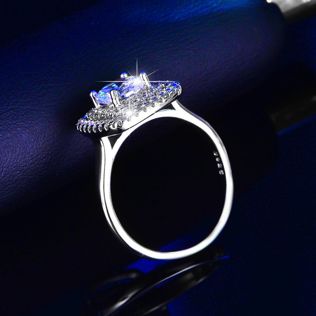 Unisex 1 Carat Zircon Ring Copper Electroplated Six Claw Engagement Wedding Anniversary Gift For All Occasions