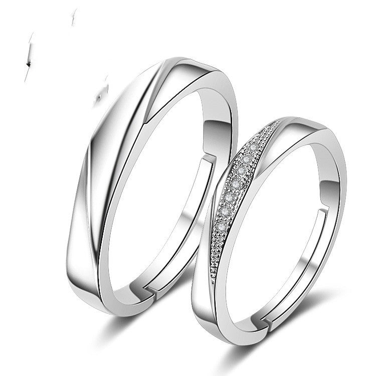 Womens Fashion Ring Elegant White Copper Electroplated Open Design Hand Jewelry Korean Style Stylish Accessory