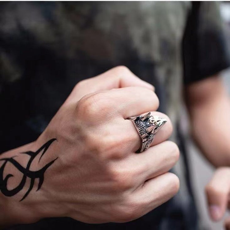 Mens Vintage Titanium Steel Anchor Ring Polished Silver Retro Punk European American Fashion Jewelry Vintage Look