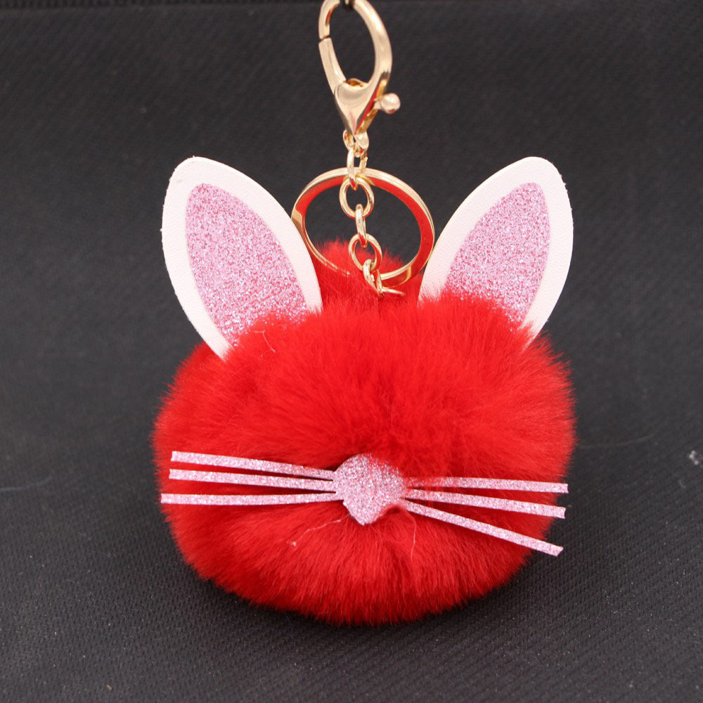 Plush Kitten Keychain Cute Cat Pendant Alloy Key Ring Women Adorable Bag Charm Accessory Trendy Gift Ideas Cat