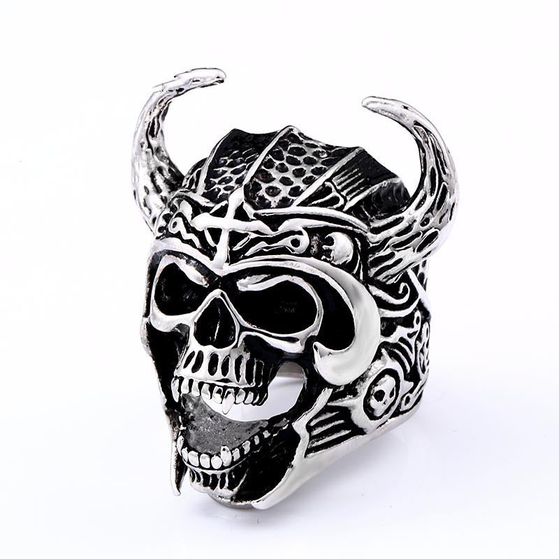 Stainless Steel Ring Skull Helmet Warrior Titanium Steel Polished Europe and America Ring for Men and Women Fashion Jewelry Biker Ring Size 7 8 9 10 11 12 13