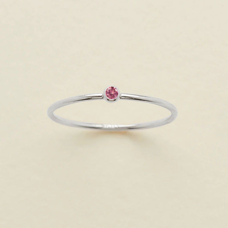 Stainless Steel Geometric Ring With Diamond Accents And Colorful Simulated Birthstone Anniversary Ring For Women Girls