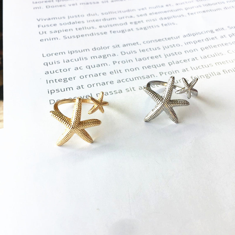 Unisex Alloy Ring Starfish Pentagram Geometric Electroplated Durable Fashion Jewelry For Everyday Wear Accessory