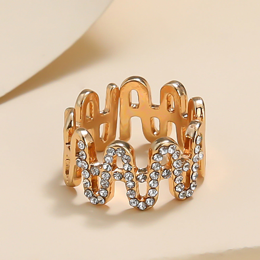 Womens Wave Tail Ring Adjustable Alloy Fashion Ring European And American Jewelry Gift For Everyday Look Shine
