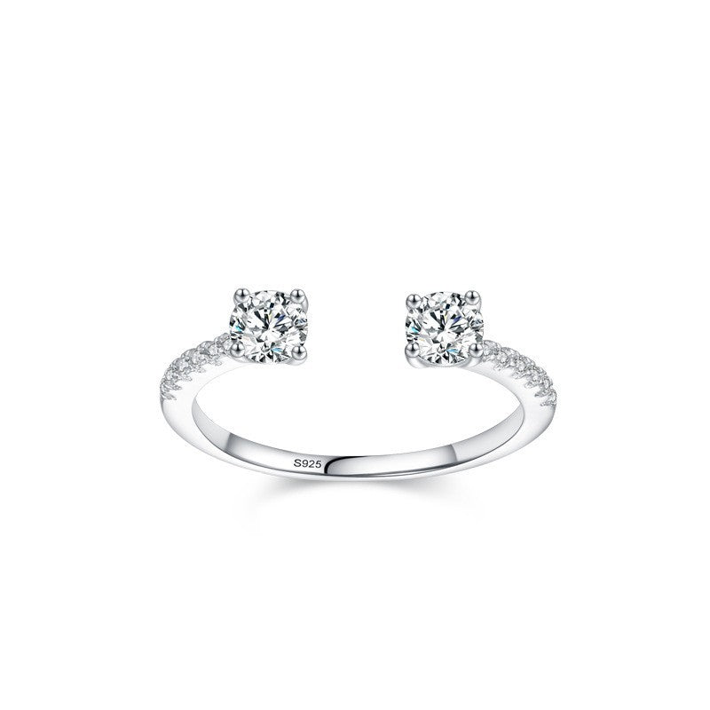 Sterling Silver Ring For Women White Gold Finish Geometric Quadrilateral Band Gift Case Included In Gift Pouch