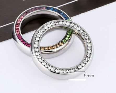 Titanium Steel Ring With Color Diamond Inlay Zircon Accent No 10 Fashion Jewelry Elegant European Style For Daily Wear