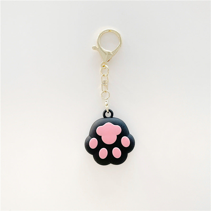 Cat Paw Keychain Silicone Case For Locator Anti Lost Cover With Hanging Ring Soft TPU Protection In Pink White Black