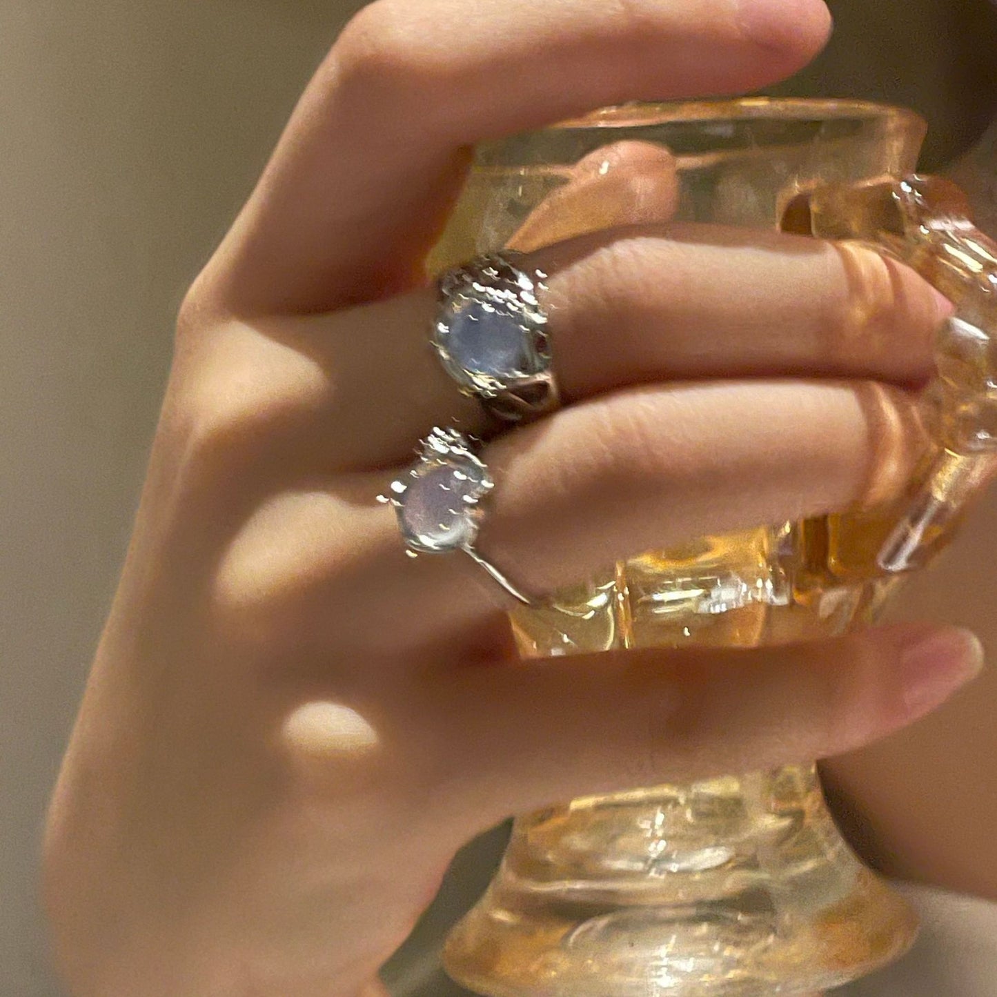 White Crystal Opal Vintage Adjustable Ring For Women Rhinestone Inlay Alloy Setting Handmade Shimmering Stones