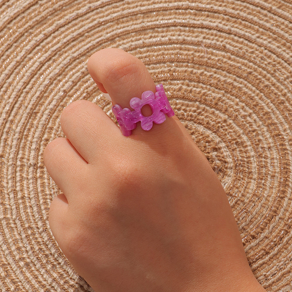 Women Geometric Acrylic Ring Irregular Design Electroplated Ring Fashion Finger Ring European American Style Jewelry