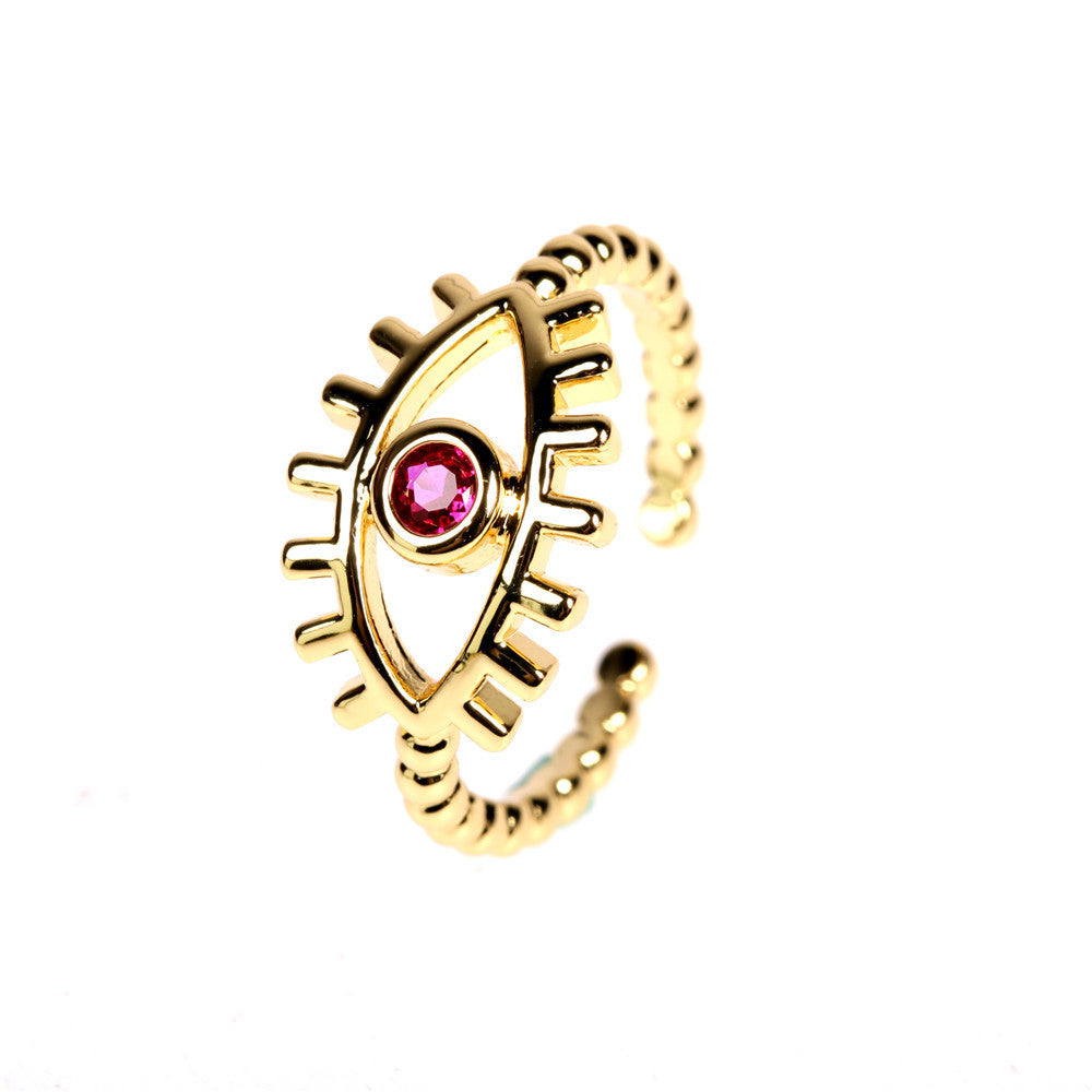 Womens Copper Devil Eye Ring Adjustable Geometric Jewelry
