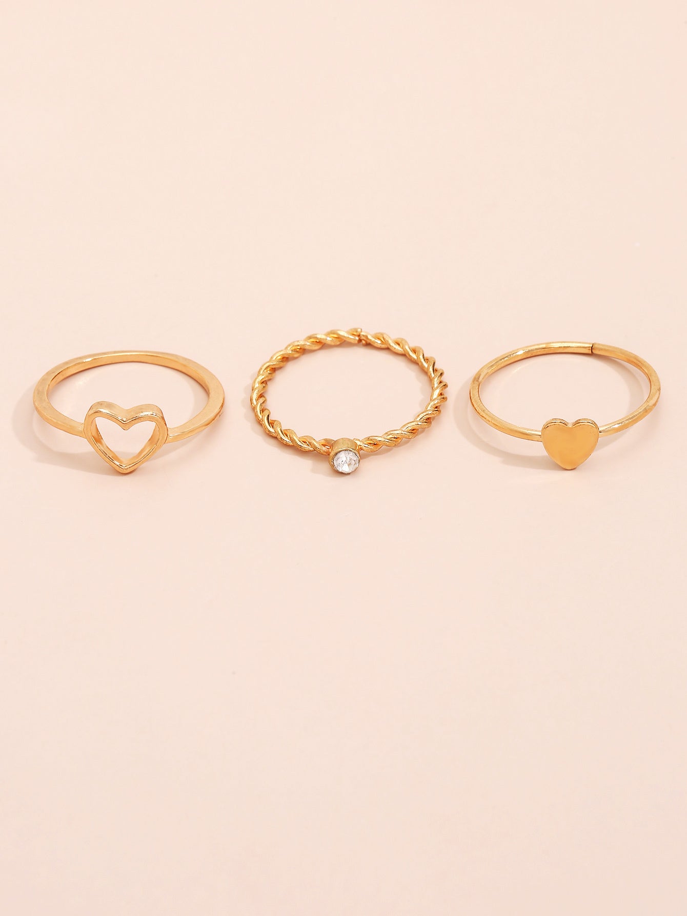 Womens Geometric Rings Set Hollow Heart Rings Korean Fashion Rings Zinc Alloy Rings Holiday Gift Rings For Her