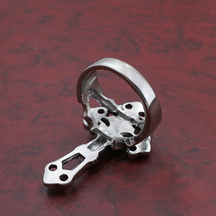 Vintage Engraved Titanium Steel Crucifix Ring for Men