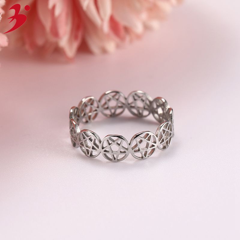 Stainless Steel Five Pointed Star Ring For Men And Women Fashion Jewelry Colour Star Design Unisex Rings Style