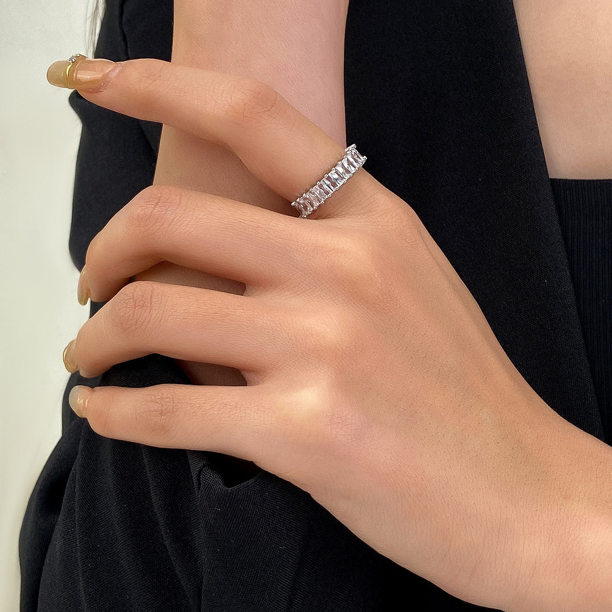 Simple Retro Knuckle Water Drop Geometry Diamond Ring Open Mouth Copper Geometric Animal Zodiac Electroplating Sweet