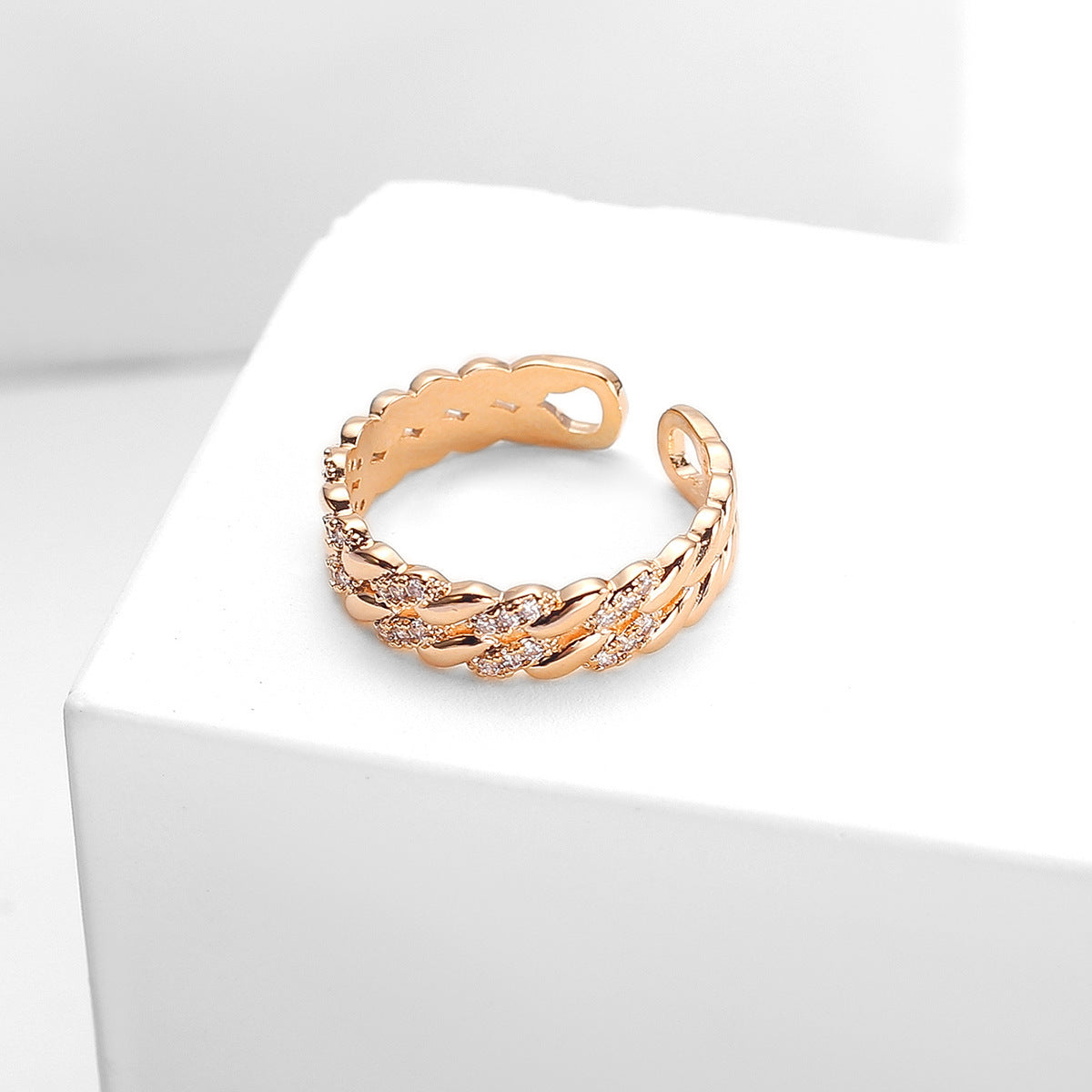 Simple Retro Knuckle Water Drop Geometry Diamond Ring Open Mouth Copper Geometric Animal Zodiac Electroplating Sweet