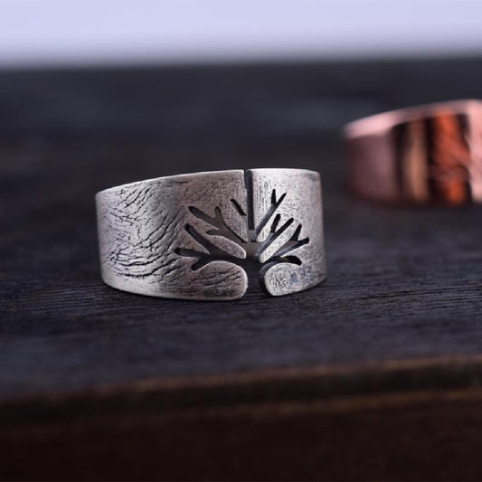 Tree of Life Geometric Alloy Ring for Women and Men Fashion Statement Wedding Band Anniversary Electroplated 2
