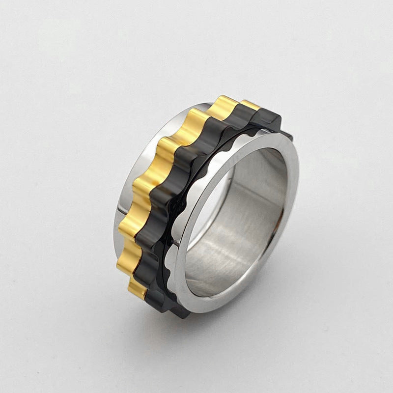 Men's Titanium Steel Rotatable Ring Stainless Steel Band Simple Spinner Ring Anxiety Relief Meditation Ring for Him Polished Finish Statement Ring