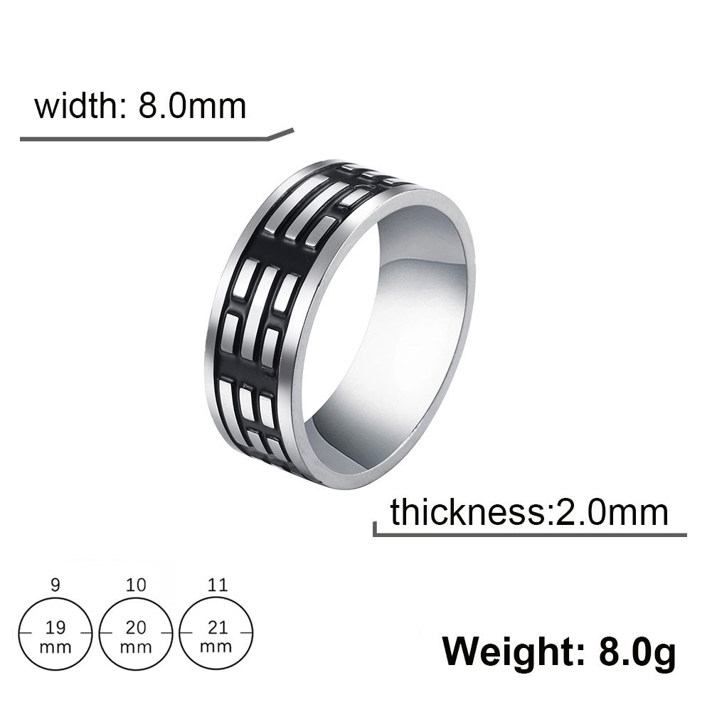 Mens Stainless Steel Ring Design Electroplated Finish Simple Personality Ring Everyday Wear Band Durable Steel