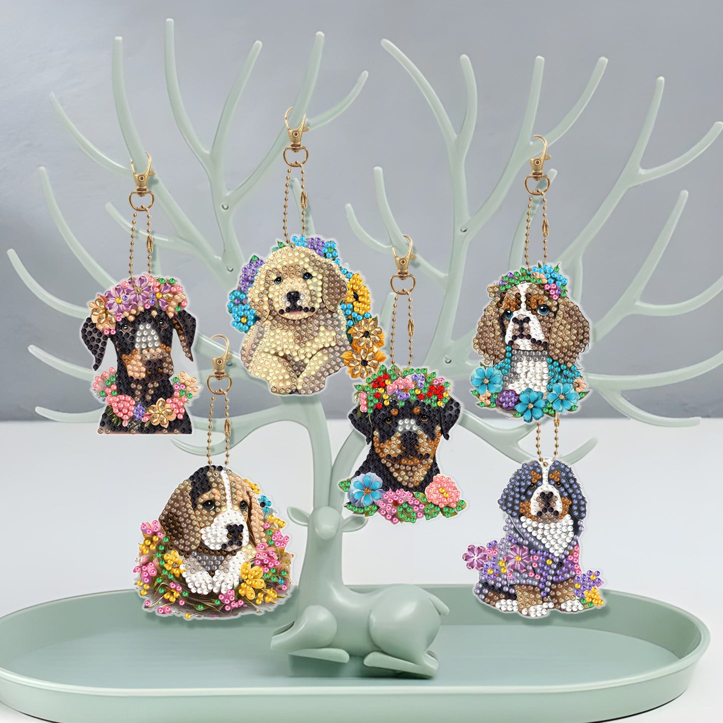 Diamond Painting Key Chain Cartoon Key Chain With Acrylic Board Drill Pen Key Rings DIY Craft Keyring Diamond