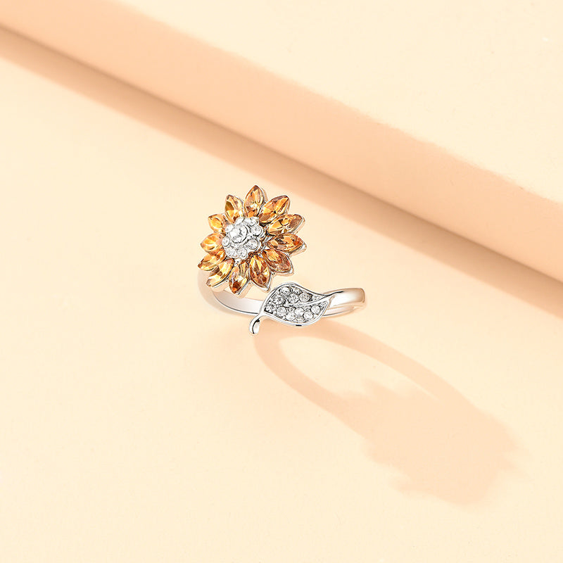 Crystal Geometric Ring For Women Gold Alloy Jewelry Elegant Everyday And Special Occasion Sparkle Everyday Gem