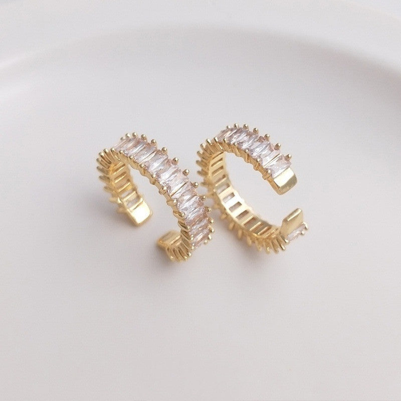 Geometric Zirconia Ring Copper Gold Tone Minimalist Fashion Jewelry For Women And Girls Elegant Gift For Women