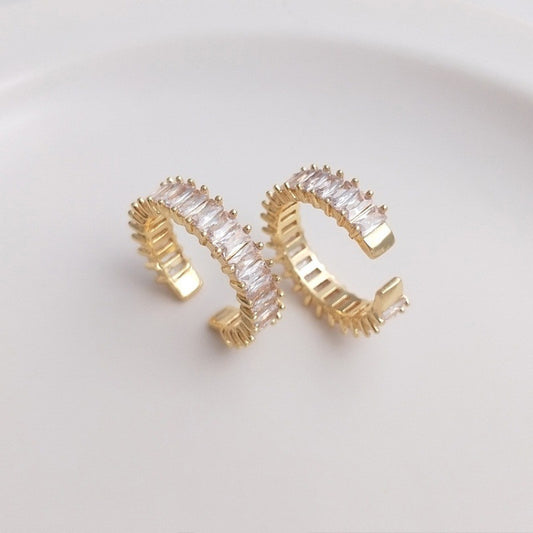 Geometric Zirconia Ring Copper Gold Tone Minimalist Fashion Jewelry For Women And Girls Elegant Gift For Women