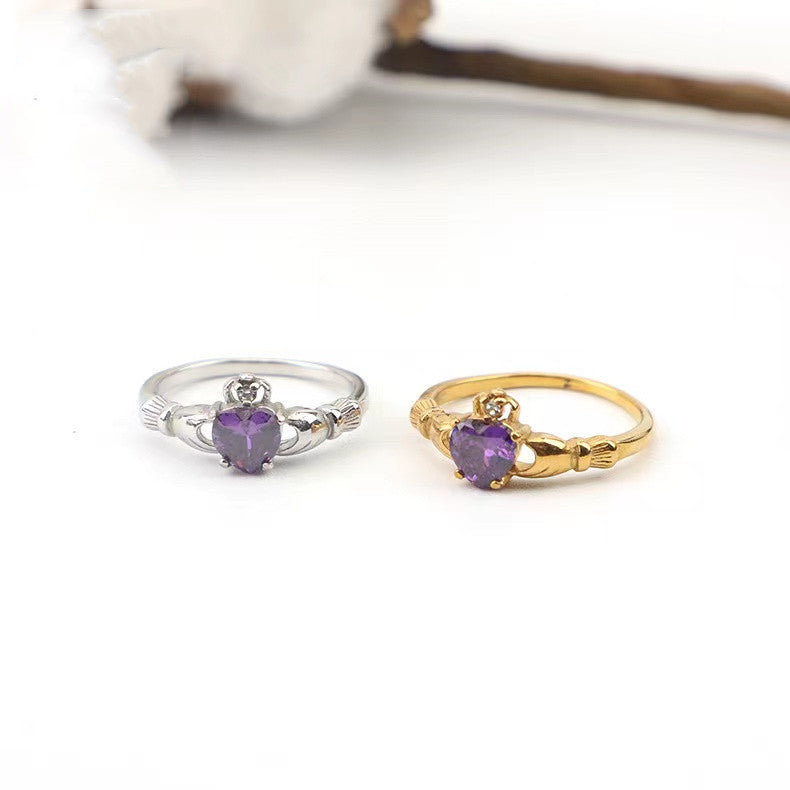 Womens Stainless Steel Geometric Ring With Zircon Electroplated Gold Tone Jewelry For Women Everyday Essentials