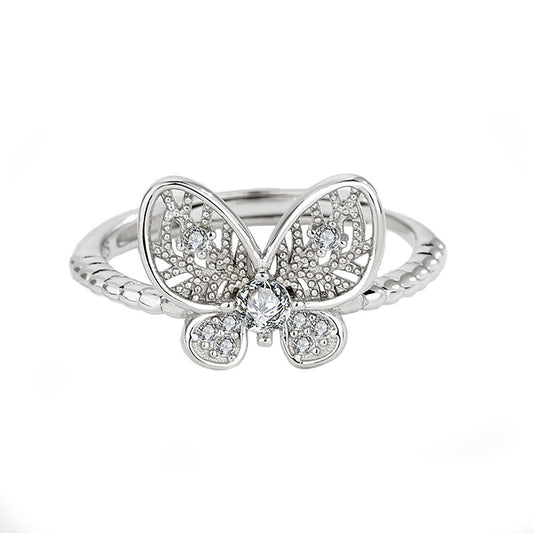 Silver Bowknot Diamond Ring for Women and Girls Elegant Travel Souvenir Jewelry Gift Index Ring Ideal Gift For Travel