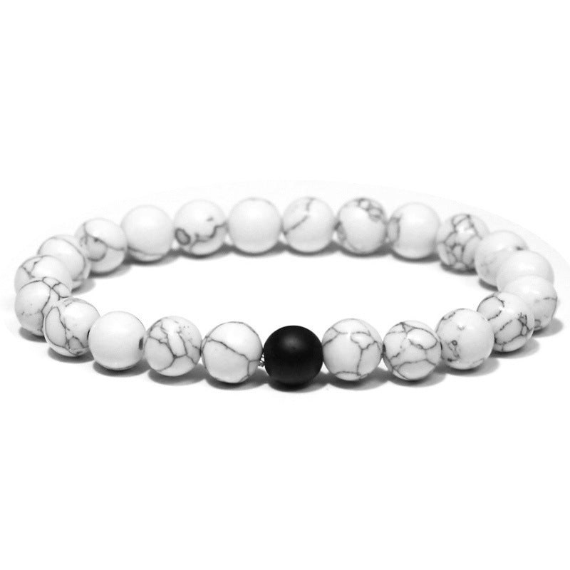 Unisex White Turquoise Beaded Bracelet Round Jewelry For Men And Women European American Fashion Durable Shine