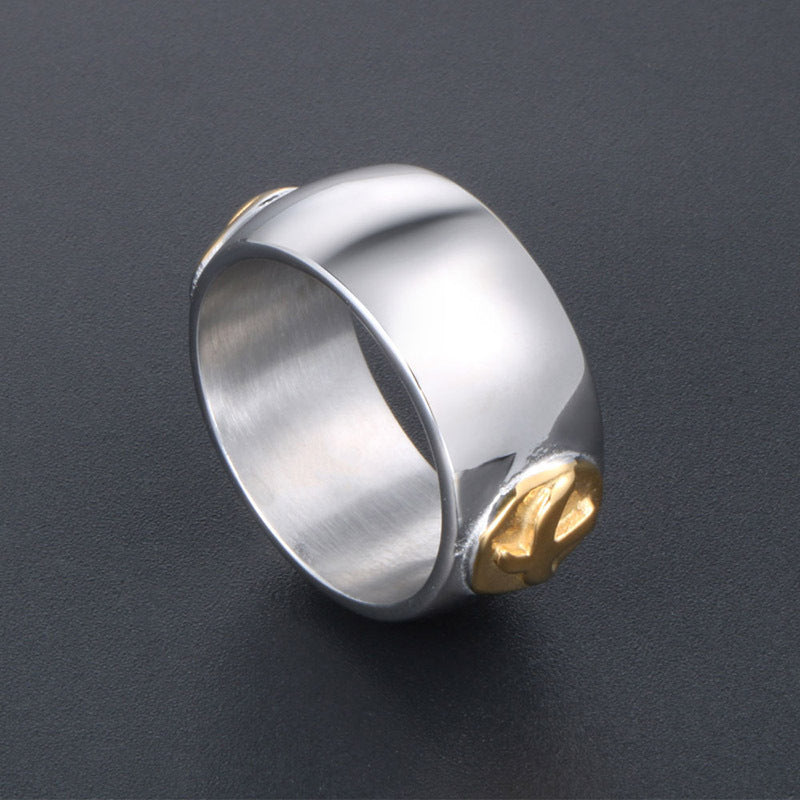 Unisex Titanium Steel Wide Face Gold Bird Ring For Men Women Fashion Jewelry Band Gift Statement Ring With Modern Style