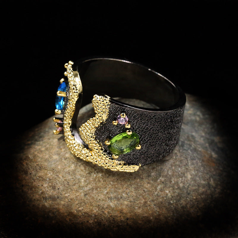 Womens Rings Abstract Geometric Retro Style Brass White Steel Plated Elegant European American Fashion Jewelry