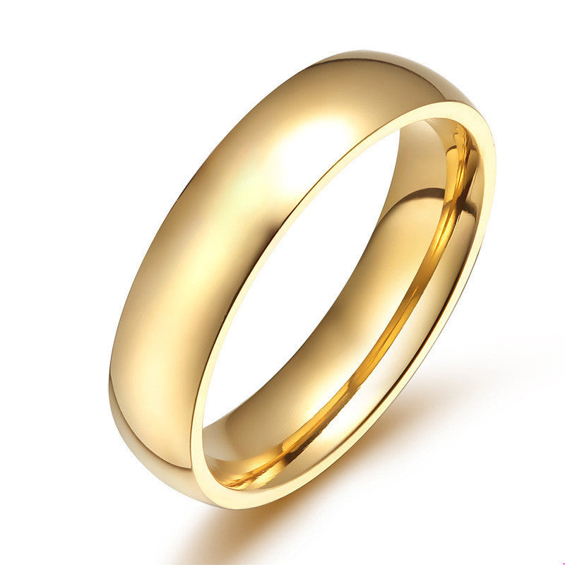 Unisex Stainless Steel Ring Round Shape Gold Plated Yellow Tone Durable Everyday Statement Ring For Daily Wear