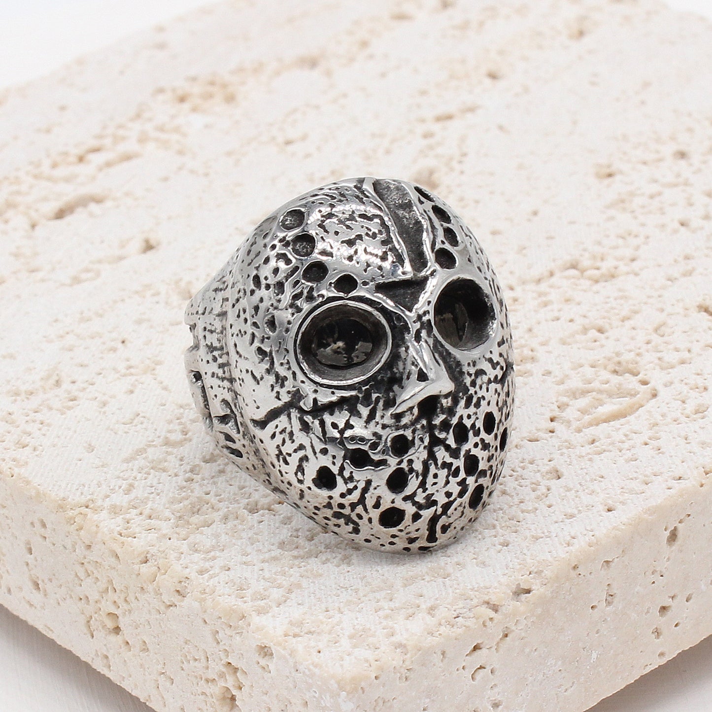 Men's Skull Ring Vintage Titanium Steel Ring Fashion Mask Ring for Men Cool Biker Ring Gothic Punk Rock Ring Statement Jewelry Band Ring