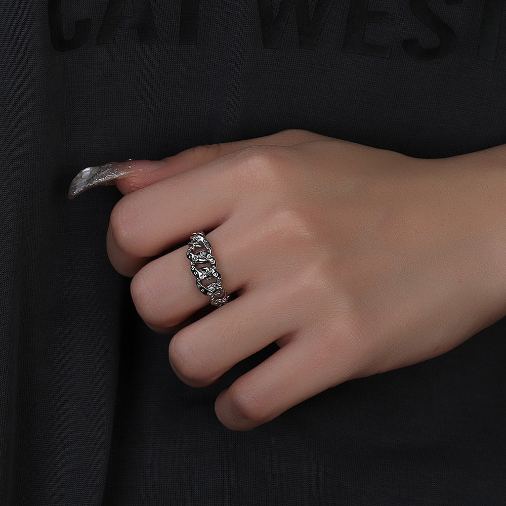 Adjustable Flower Ring Gold Plated Copper Gem Inlaid Unisex