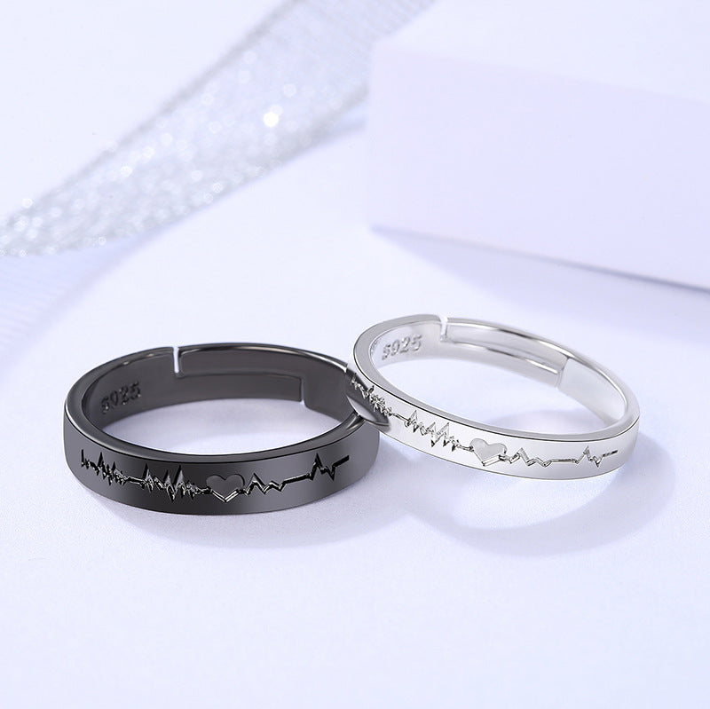 Couple Rings Cartoon Constellation Engraved Alloy Rings Black and White Wedding Bands Individually Packed Gift