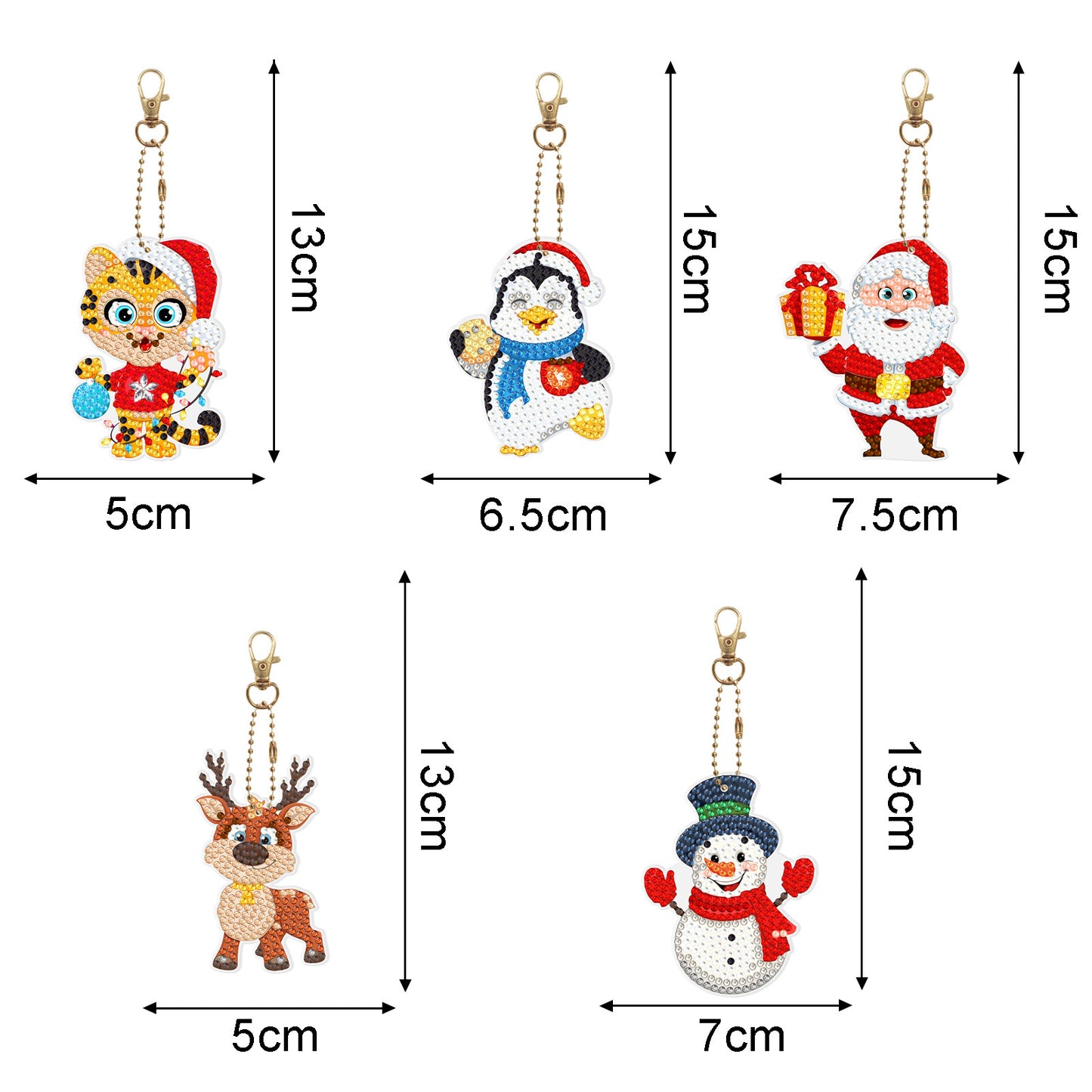 Diamond Painting Key Chain Cartoon Key Chain With Acrylic Board Drill Pen Key Rings DIY Craft Keyring Diamond