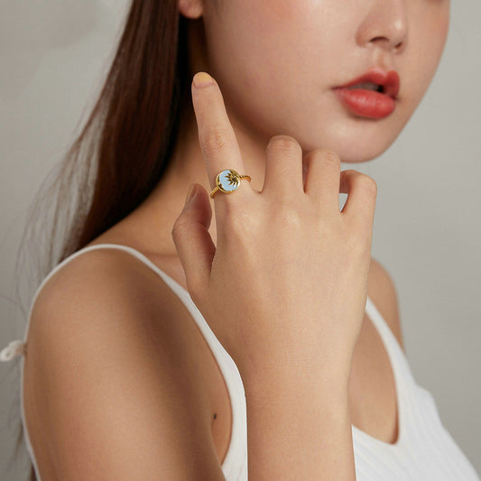 Gold Plated Sun And Moon Ring Celestial Jewelry For Women