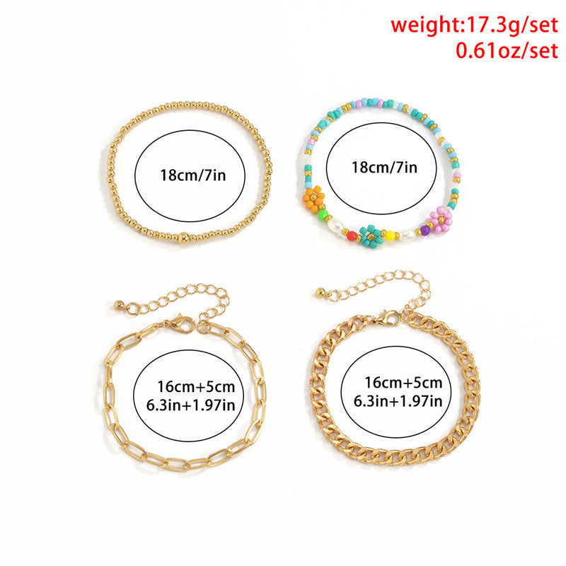 Vintage Daisy Bracelet With Imitation Pearls And Rice Bead