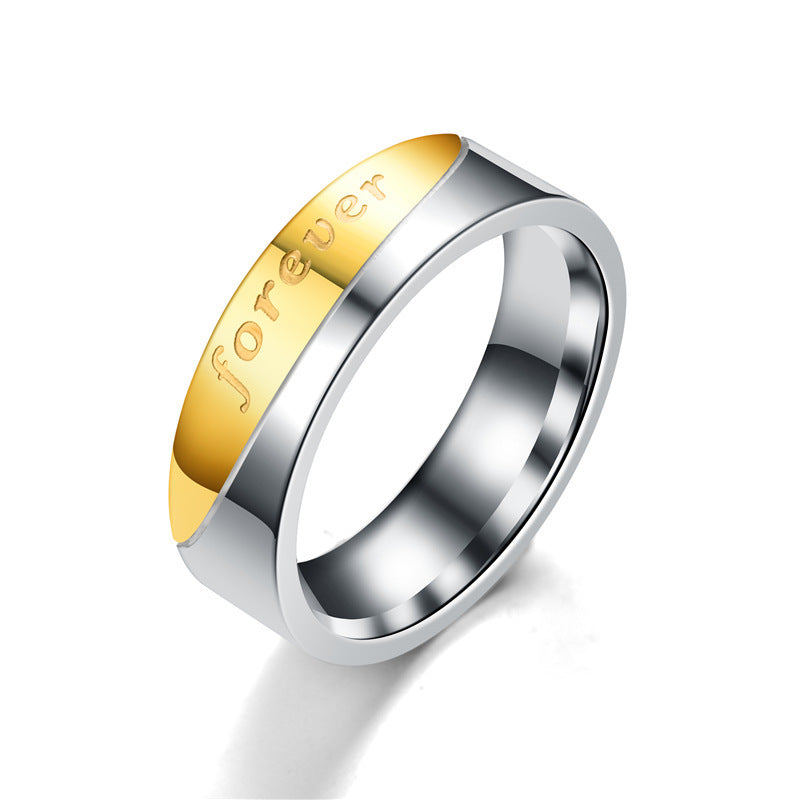 Stainless Steel Couple Rings Flat Gold Tone Set For Men And Women Love Diamond Forever Ring Pair With Elegant Design