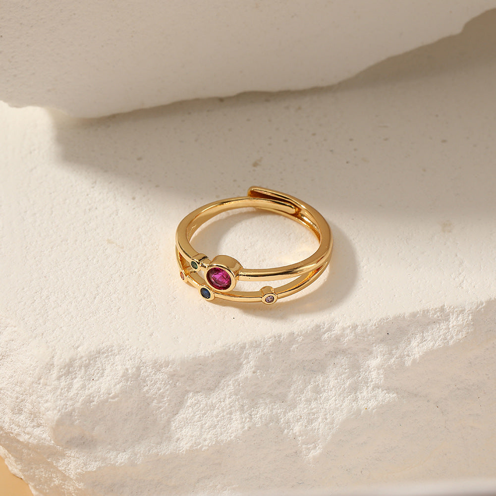 Womens Adjustable Gold Ring Teardrop Design Elegant Fashion Jewelry Copper Ring Electroplated Finish For Everyday