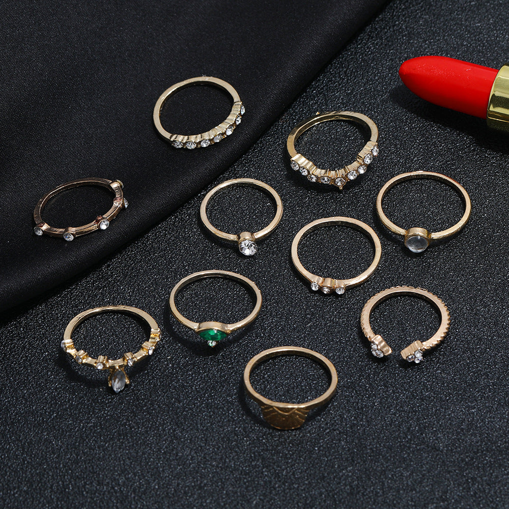 Alloy Zircon Ring Set Micro Inlaid Elegant Jewelry For Women And Girls Daily Wear Fashion Daily Wear Sparkles