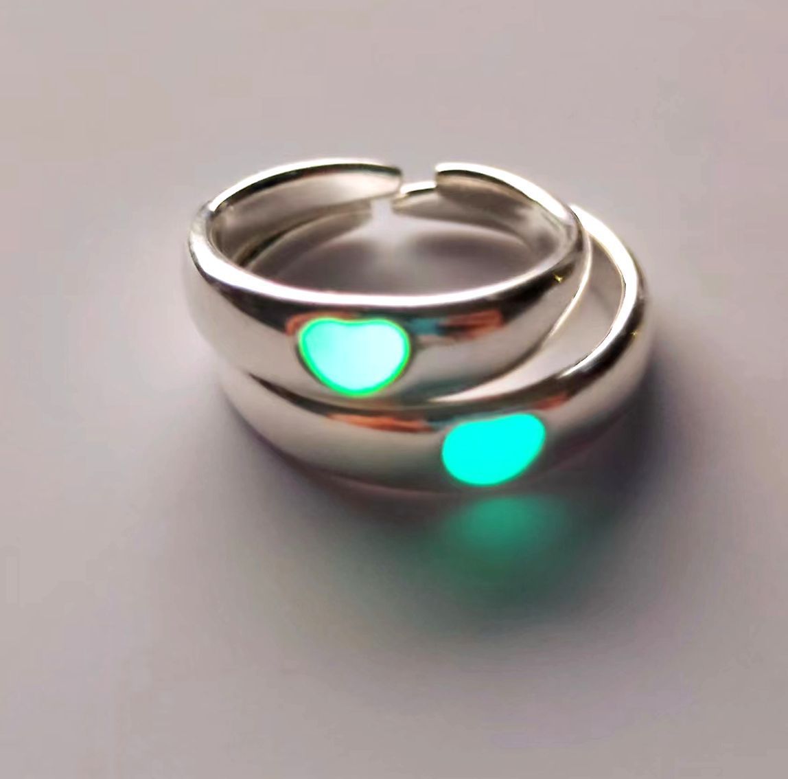Couple Rings with Oil Dripping Adjustable Alloy Matching Fashion Personality Rings for Him and Her Glow Rings